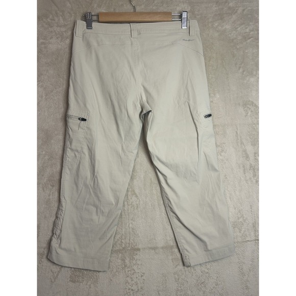 Eddie Bauer Womens 4 First Ascent Capri Pants Beige Guide Pro Cargo Hiking Nylon - Picture 5 of 8